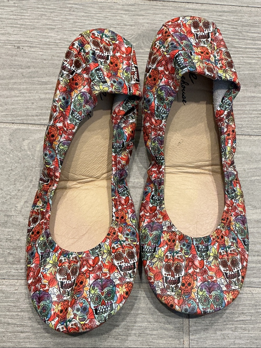 The Storehouse Flats Watercolor Sugar Skull Ballet Flats - Red Multi Sz 12